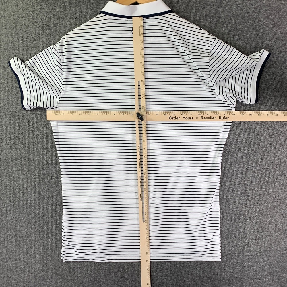 G Fore Polo Men Medium White Striped Performance Golf Modern Preppy Stretch - Picture 6 of 10